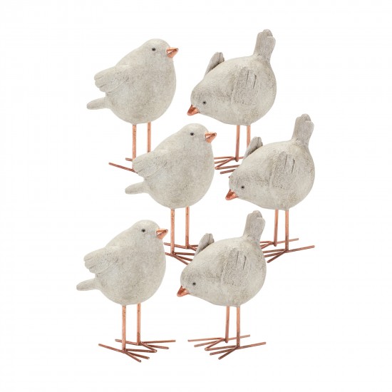 Bird (Set Of 6) 4"H, 4.25"H Resin