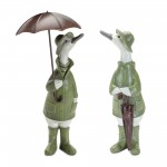 Duck W/Umbrella (Set Of 2) 11.75"H, 13"H Resin