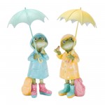 Frog W/Umbrella (Set Of 2) 7.75"H, 8.25"H Resin