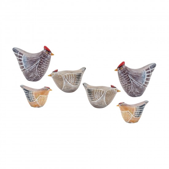 Chicken (Set Of 6) 2.5"H, 3.75"H, 4.25"H Resin