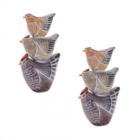 Chicken Stack (Set Of 2) 8.5"H Resin