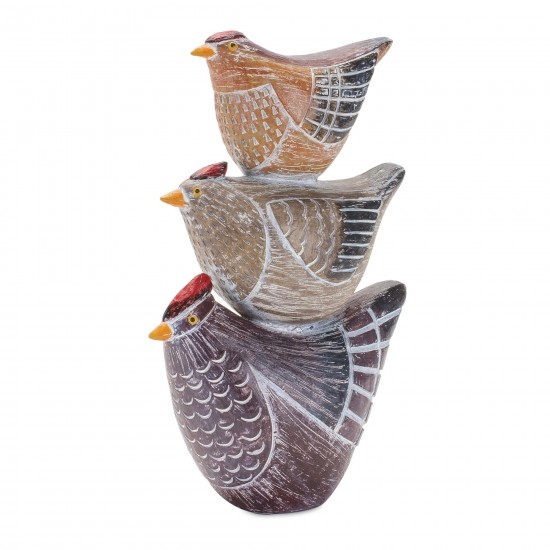 Chicken Stack (Set Of 2) 8.5"H Resin