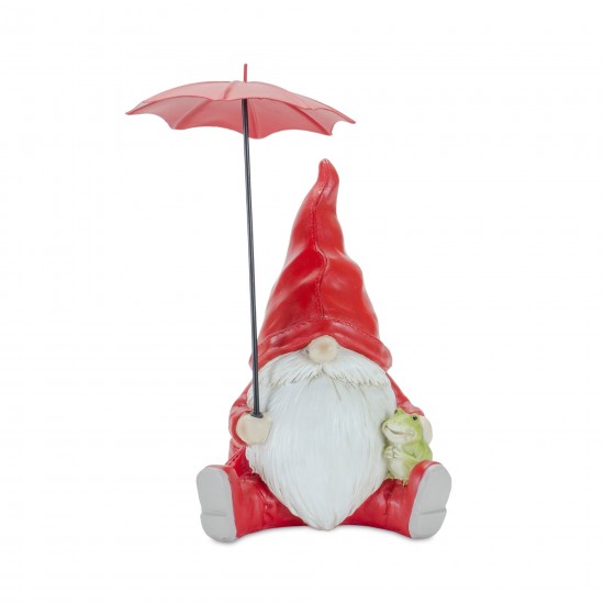 Gnome With Umbrella (Set Of 4) 7.25"H Resin