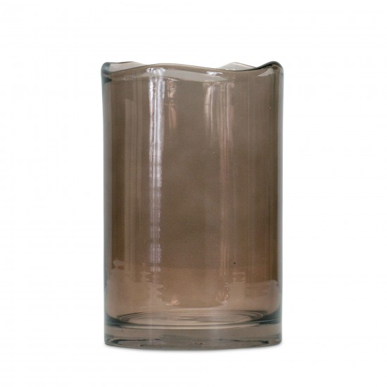 Vase 5"D x 8"H Glass, Grey
