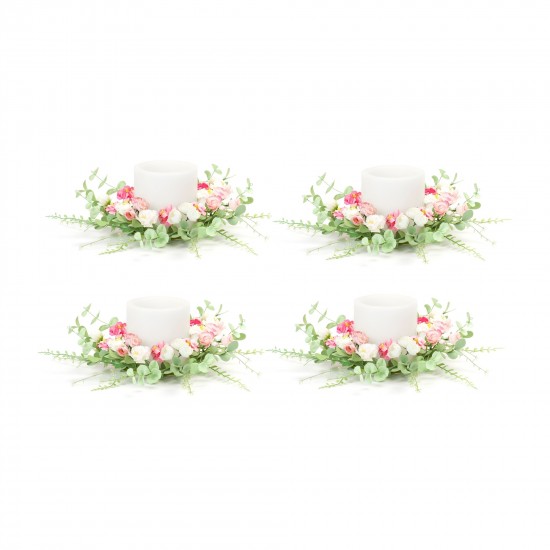 Mixed Floral Candle Ring (Set Of 4) 20"D Eva/Paper (Fits A 6" Candle)