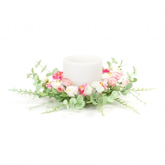 Mixed Floral Candle Ring (Set Of 4) 20"D Eva/Paper (Fits A 6" Candle)