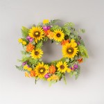 Mixed Sunflower Wreath 22"D Polyester