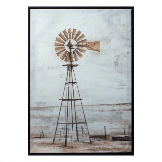 Framed Windmill Print 20.25"L x 28"H Canvas