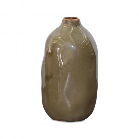 Vase (Set Of 12) 3.25"D x 6"H Ceramic, Brown, Grey