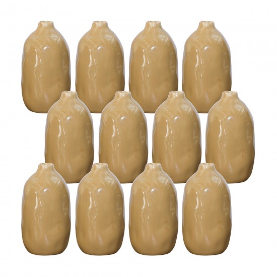 Vase (Set Of 12) 3.25"D x 6"H Ceramic, Brown