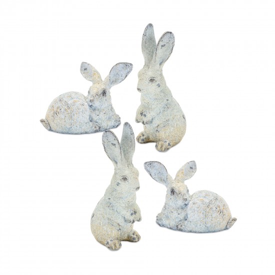 Rabbit (Set Of 4) 4.5"L x 3"H, 2.75"L x 6"H Resin