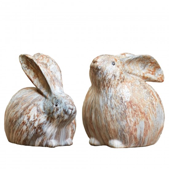 Rabbit (Set Of 2) 6"H Resin