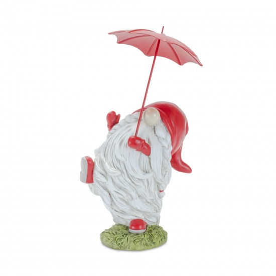 Gnome W/Umbrella (Set Of 4) 7.75"H, 8.25"H Resin