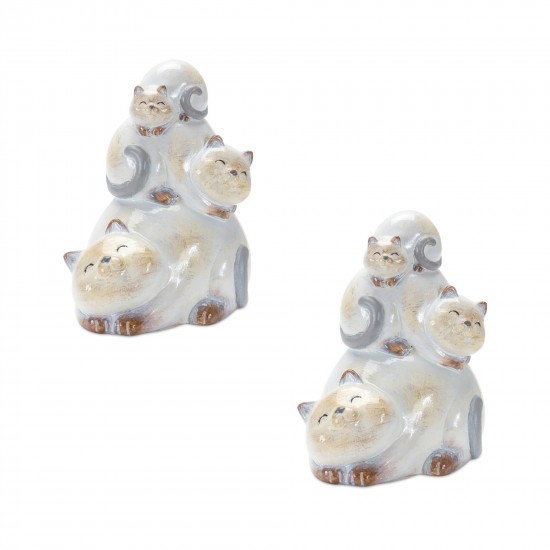 Cat Stack (Set Of 2) 6.5"H Terra Cotta