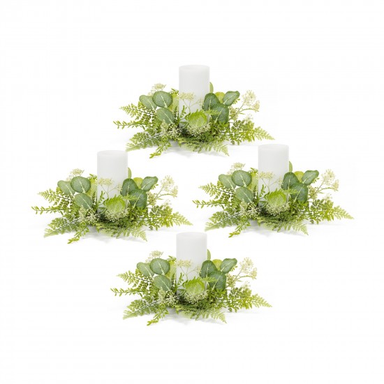 Foliage Candle Ring (Set Of 4) 18"D Polyester (Fits A 6" Candle)