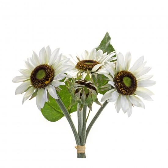 Sunflower Bouquet (Set Of 6) 11.5"H Polyester, Green, White, Brown