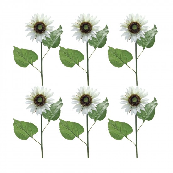 Sunflower Stem (Set Of 6) 22.75"H Polyester, Green, White, Brown