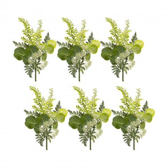 Queen Anne And Foliage Spray (Set Of 6) 21.5"H Polyester