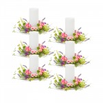 Mixed Floral Candle Ring (Set Of 6) 12.5"D Polyester/Plastic (Fits A 4" Candle)