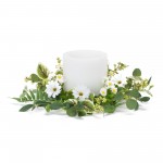 Mixed Floral Wreath (Set Of 4) 17"D Polyester/Plastic, White, Green