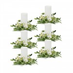 Mixed Floral Candle Ring (Set Of 6) 13"D Polyester/Plastic (Fits A 4" Candle)