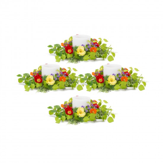 Mixed Poppy Candle Ring (Set Of 4) 19"D Polyester (Fits A 6" Candle)