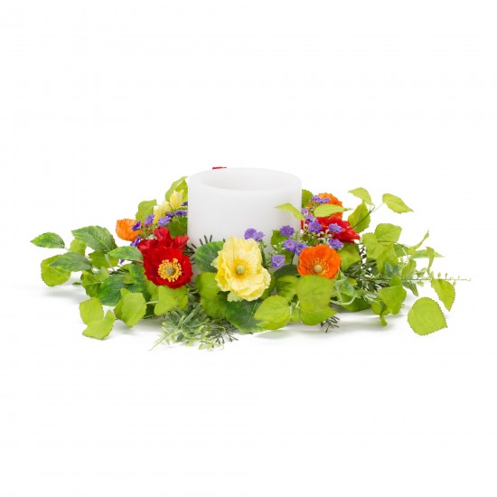 Mixed Poppy Candle Ring (Set Of 4) 19"D Polyester (Fits A 6" Candle)