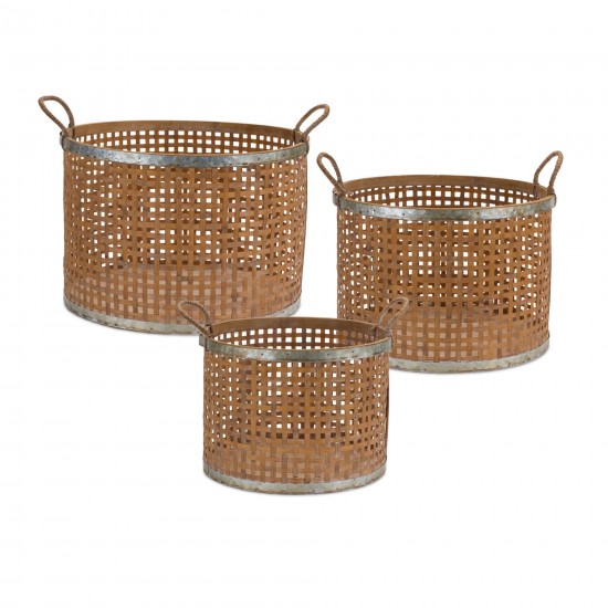 Basket (Set Of 3) 11.75"D x 9.25"H, 14"D x 10"H, 15.75"D x 10.75"H Bamboo