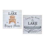 Lake Sign (Set Of 2) 15.75"Sq Mdf/Wood