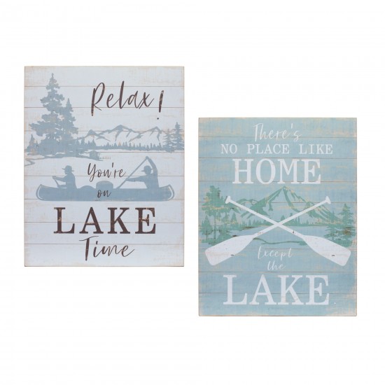 Lake Sign (Set Of 2) 15.75"L x 20"H Mdf/Wood