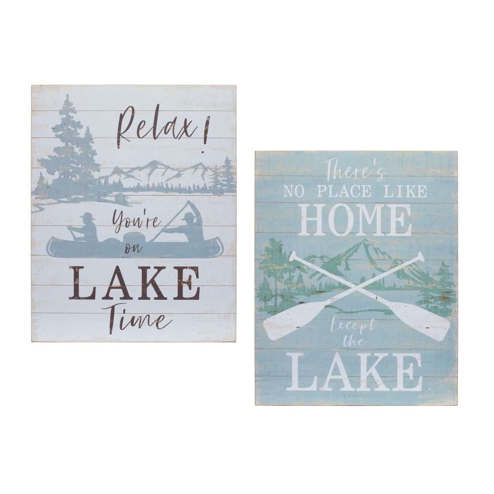 Lake Sign (Set Of 2) 15.75"L x 20"H Mdf/Wood