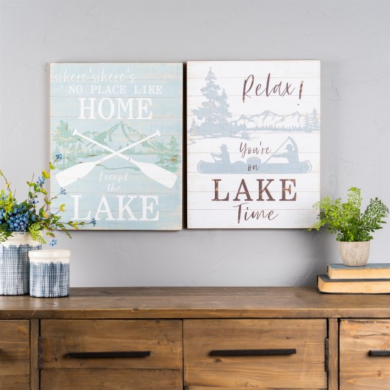 Lake Sign (Set Of 2) 15.75"L x 20"H Mdf/Wood