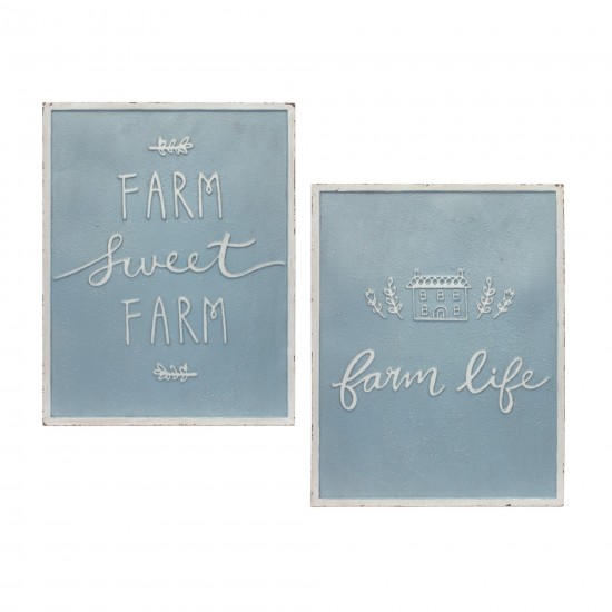 Farm Sign (Set Of 2) 14"L x 18"H Metal