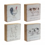 Farm Sign (Set Of 4) 7.75"Sq Wood