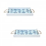 Tray (Set Of 2) 20"L x 12"W x 2"H Wood