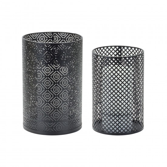 Candle Holder (Set Of 2) 5"D x 7.75"H, 5.75"D x 9"H Iron, Black