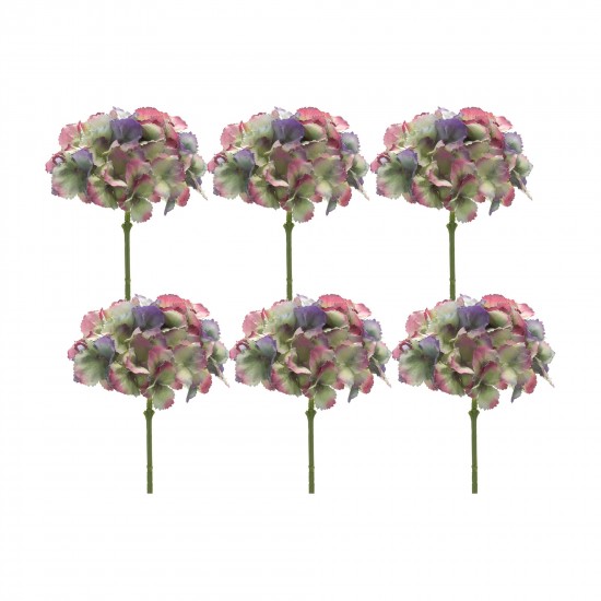 Hydrangea Stem (Set Of 6) 19.5"H Polyester, Green, Blue