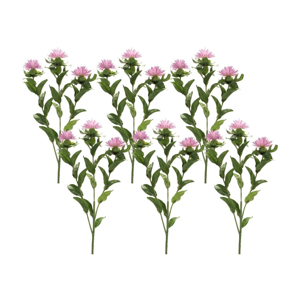 Thistle Spray (Set Of 6) 24.5"H Polyester, Pink