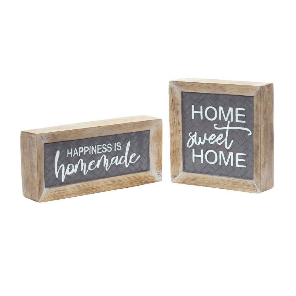 Home Sign (Set Of 2) 7.5"L x 3.5"H, 5.25"L x 5.25"H Resin