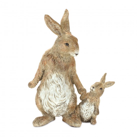 Rabbit With Bunny (Set Of 2) 5"L x 7"H Resin