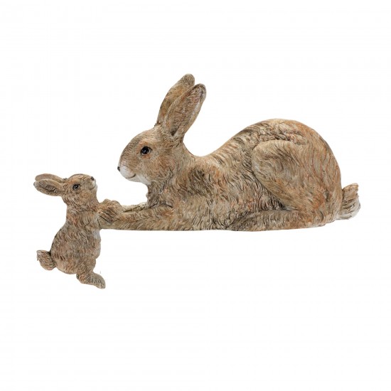 Rabbit With Bunny (Set Of 2) 8.75"L x 4"H Resin