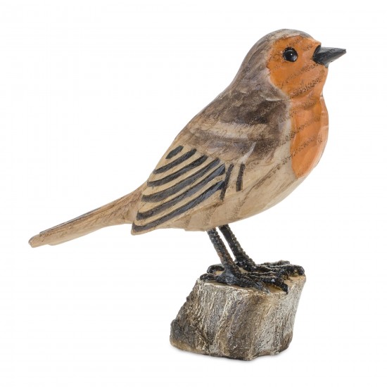 Bird On Stump (Set Of 2) 4.25"H Resin