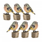 Bird On Stump (Set Of 6) 3.5"H Resin