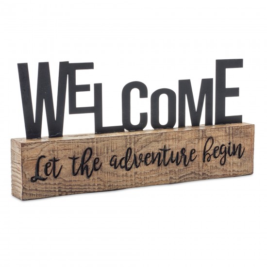 Explore And Welcome Sign (Set Of 2) 9"L x 4.5"H, 10"L x 5"H Resin