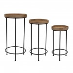 Accent Table (Set Of 3) 10.5"D, 12.25"D, 14.25"D Iron/Wood