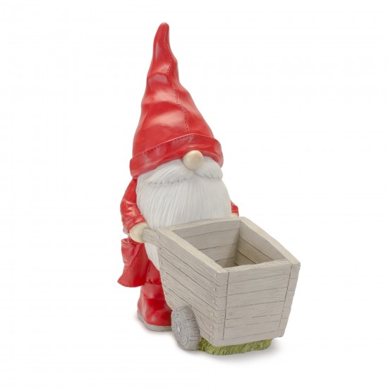 Gnome W/Wheel Barrow (Set Of 2) 6.75"L x 15.5"H Resin