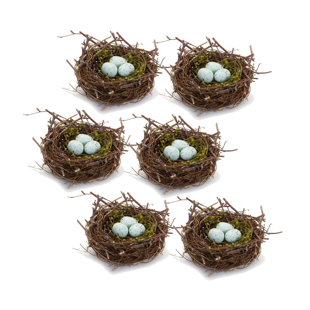 Nest With Eggs (Set Of 6) 6.5"D x 3"H Natural/Foam Nest With Eggs (Set Of 6) 6.5"D x 3"H Natural/Foam