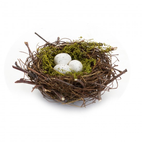 Nest And Nest With Eggs (Set Of 6) 6.5"D x 3"H Natural/Foam