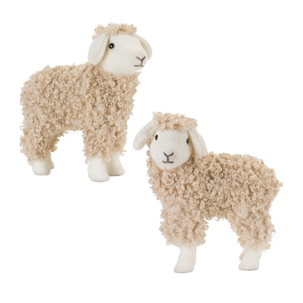 Sheep (Set Of 2) 9.5"L x 10.5"H, 9"L x 10.75"H Foam/Fabric