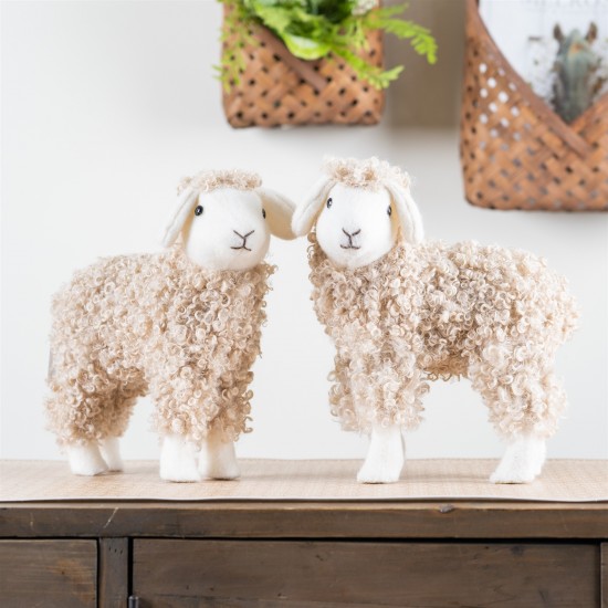 Sheep (Set Of 2) 9.5"L x 10.5"H, 9"L x 10.75"H Foam/Fabric